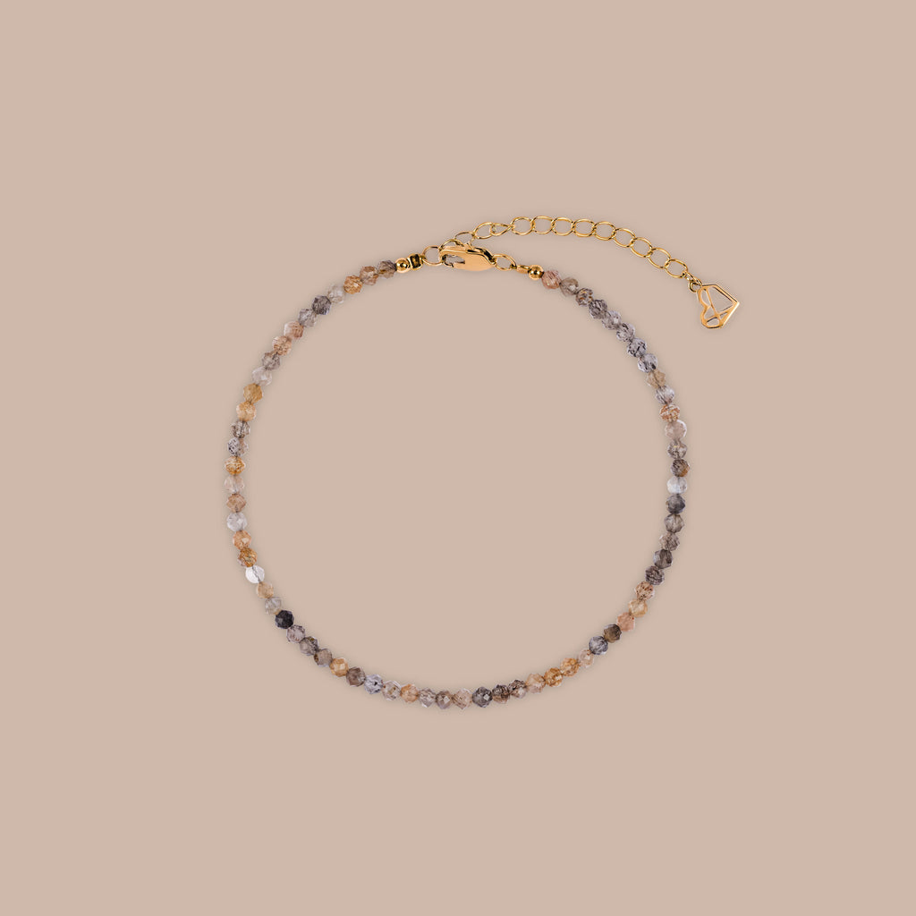 Sunstone Beaded Charm Anklet