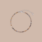 Sunstone Beaded Charm Anklet in Silver