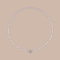 Pearl Beaded Charm Necklace in Silver
