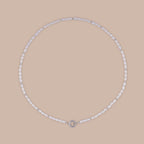 Pearl Beaded Charm Necklace in Silver