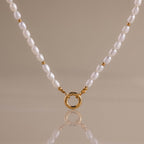 Pearl Beaded Charm Necklace in 18K Gold
