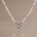 Pearl Beaded Charm Necklace in Silver