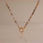 Sunstone Beaded Charm Necklace in 18K Gold