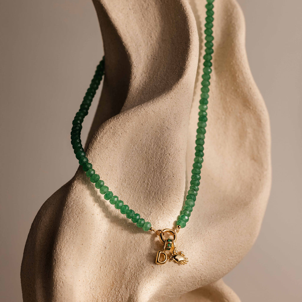 Evergreen Beaded Charm Necklace in 18K Gold