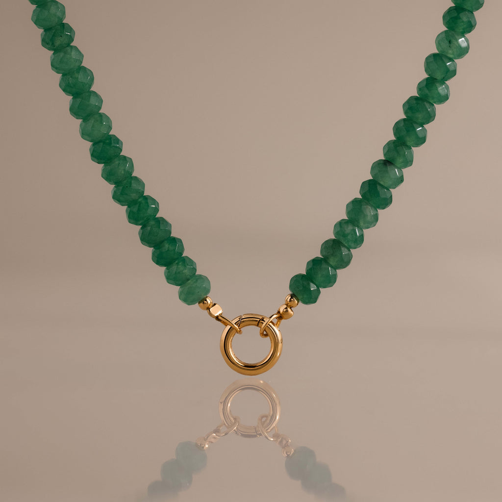 Evergreen Beaded Charm Necklace in 18K Gold