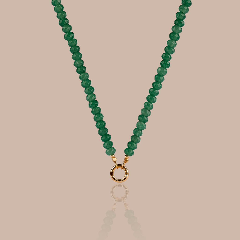 Evergreen Beaded Charm Necklace in 18K Gold
