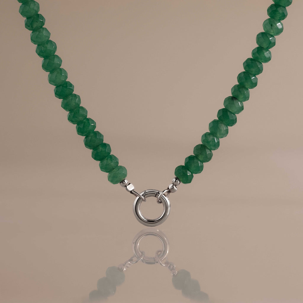 Evergreen Beaded Charm Necklace in Silver
