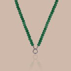Evergreen Beaded Charm Necklace in Silver