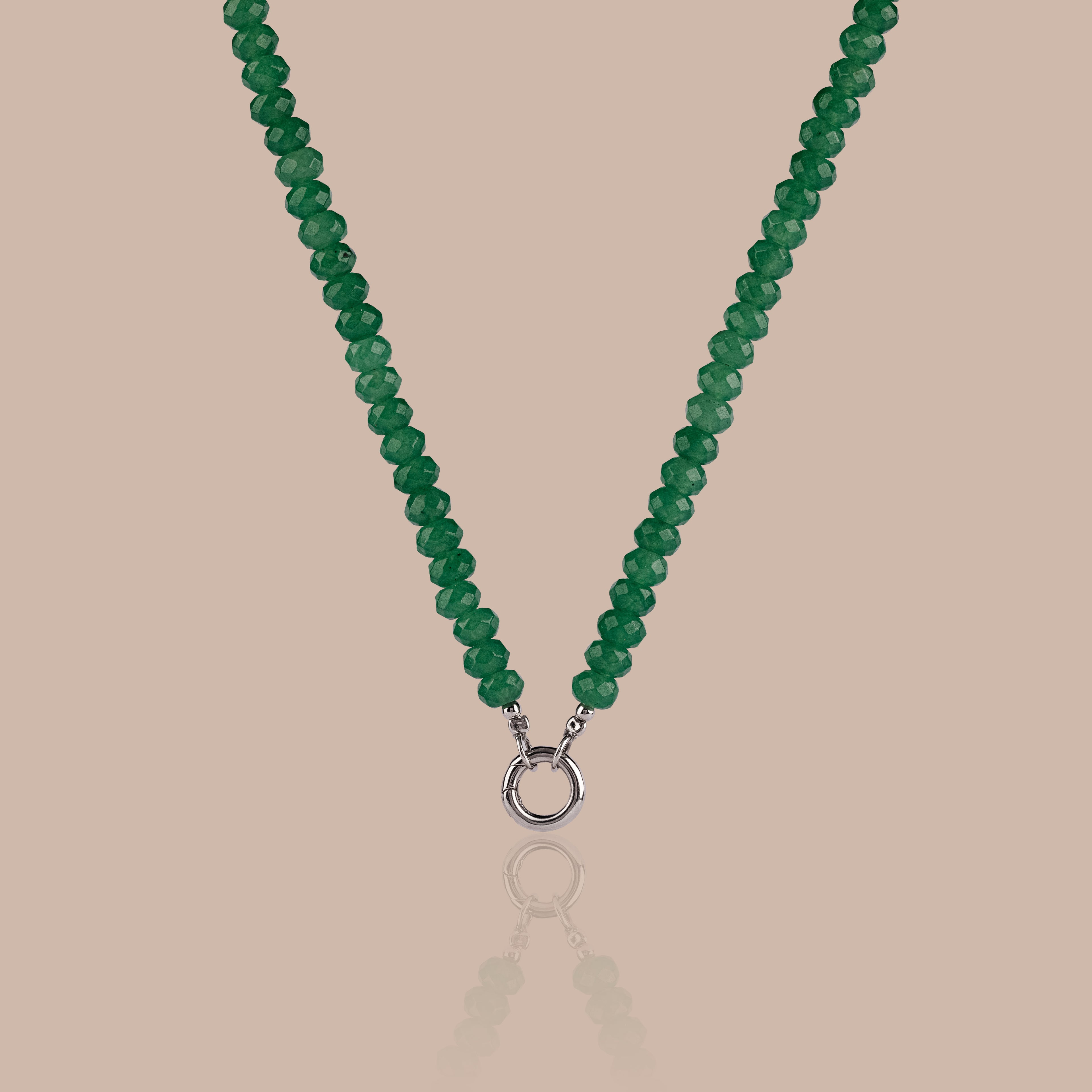 Evergreen Beaded Charm Necklace in Silver