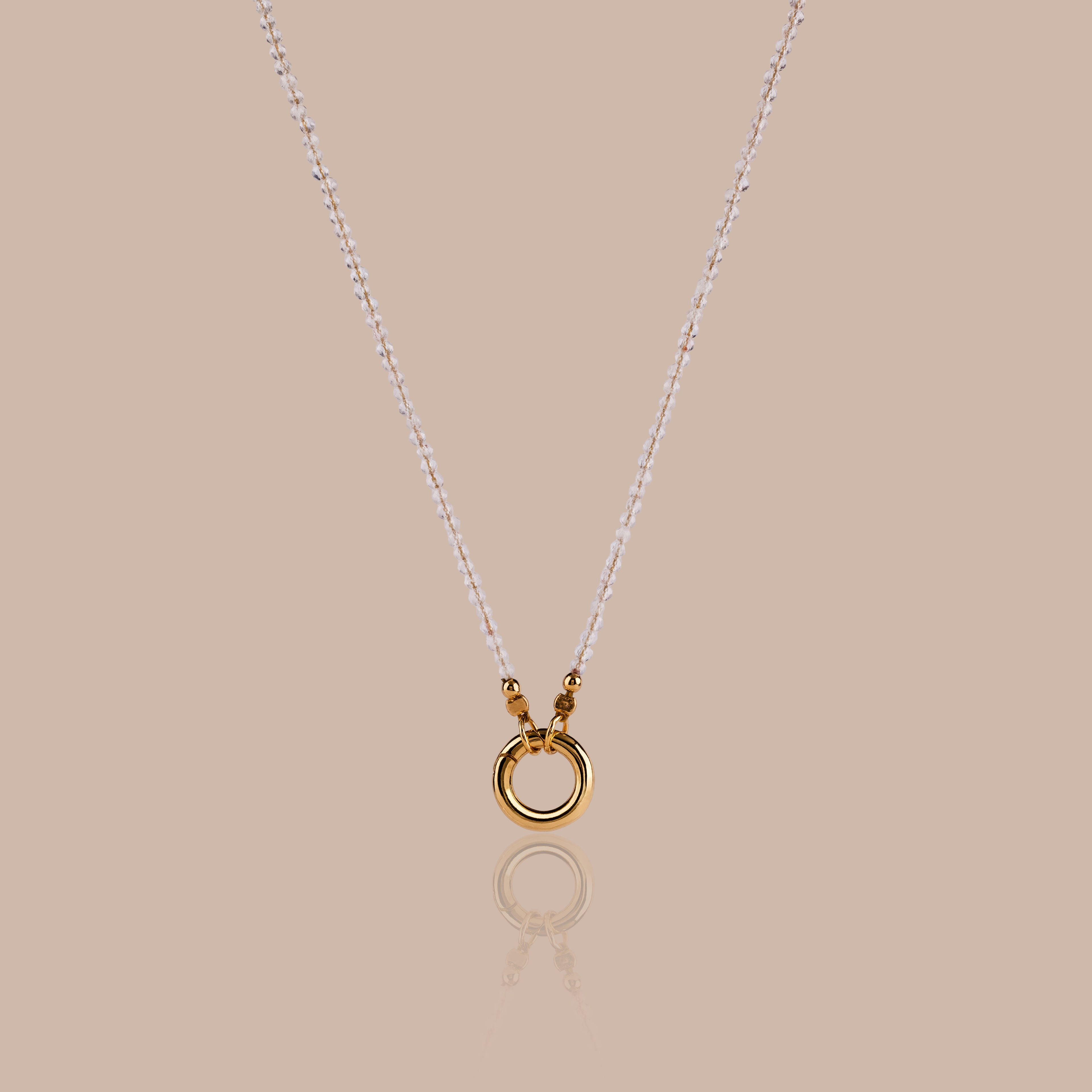 Crystal Beaded Charm Necklace in 18K Gold