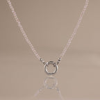 Quartz Beaded Charm Necklace in Silver