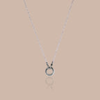 Crystal Beaded Charm Necklace in Silver