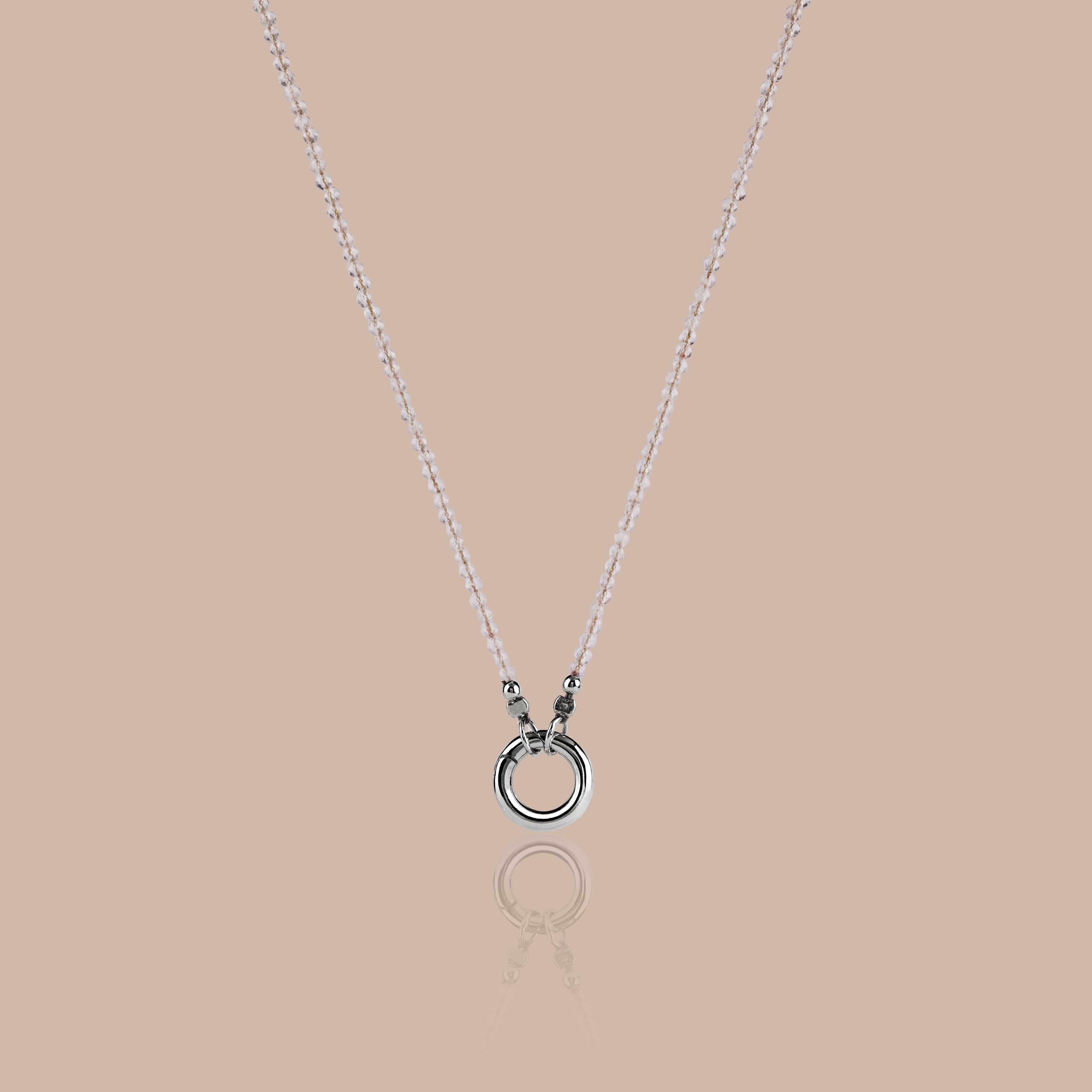 Crystal Beaded Charm Necklace in Silver