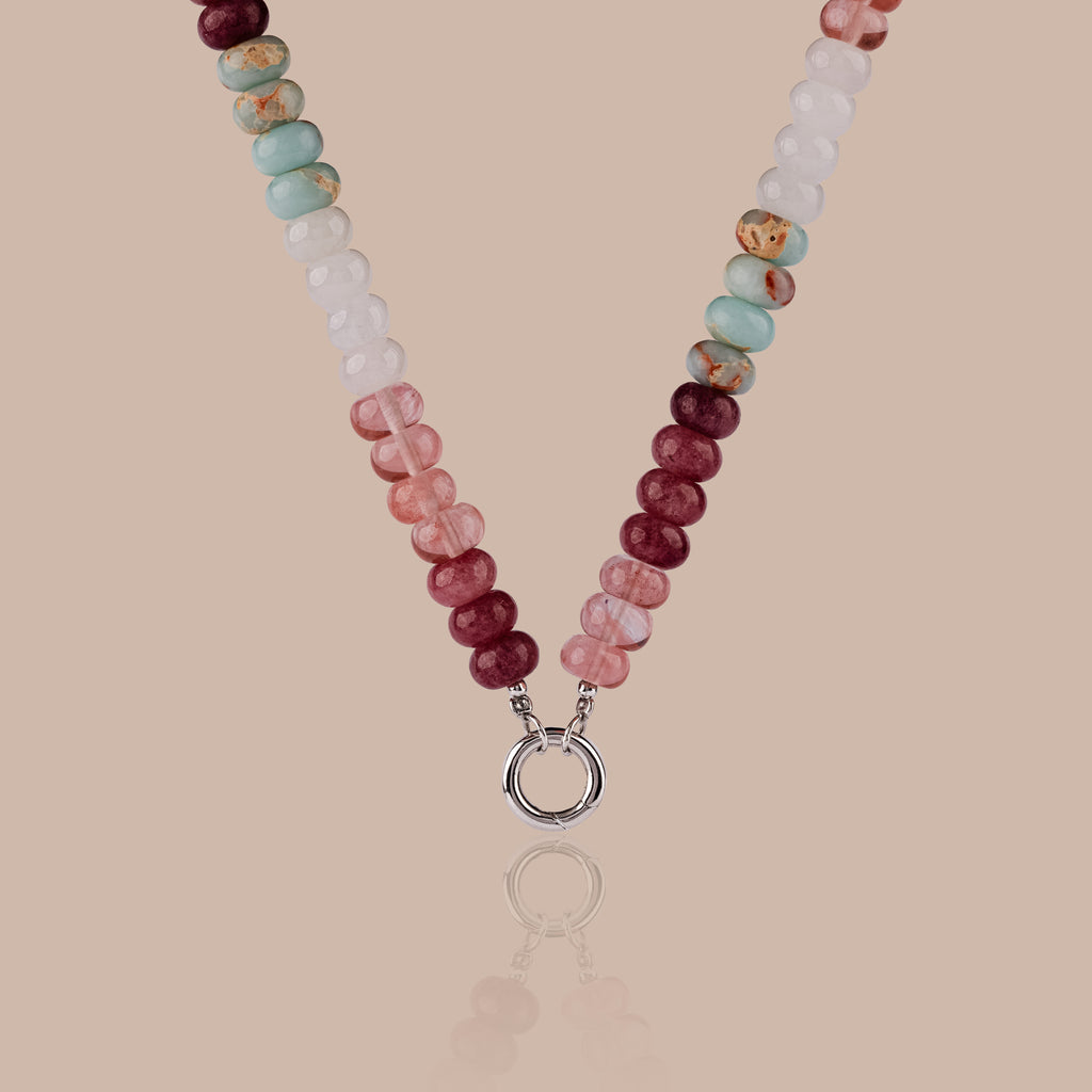Ember Beaded Charm Necklace in Silver