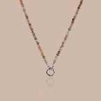 Sunstone Beaded Charm Necklace in Silver