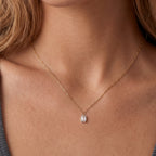 Solid Gold Diamond Emerald-Cut Solitaire Necklace