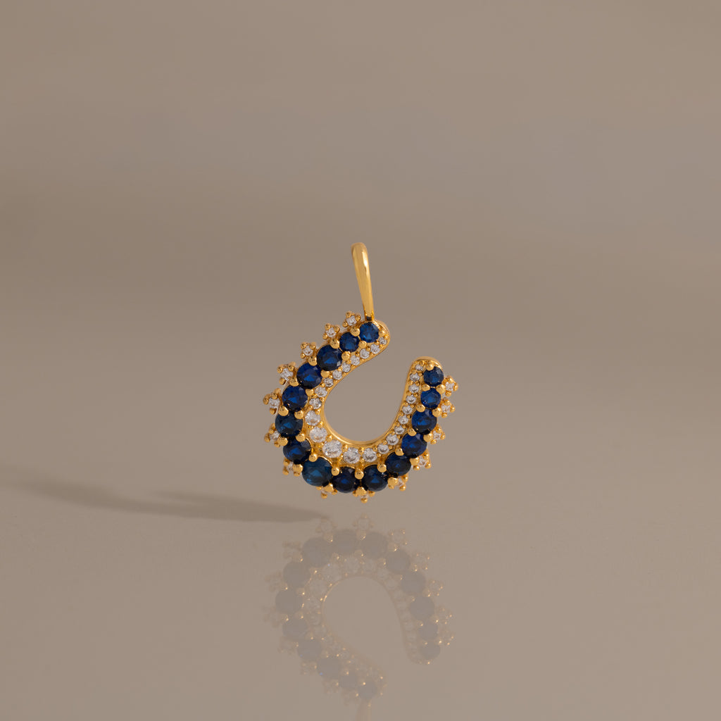 Lucky Sapphire Horseshoe Charm