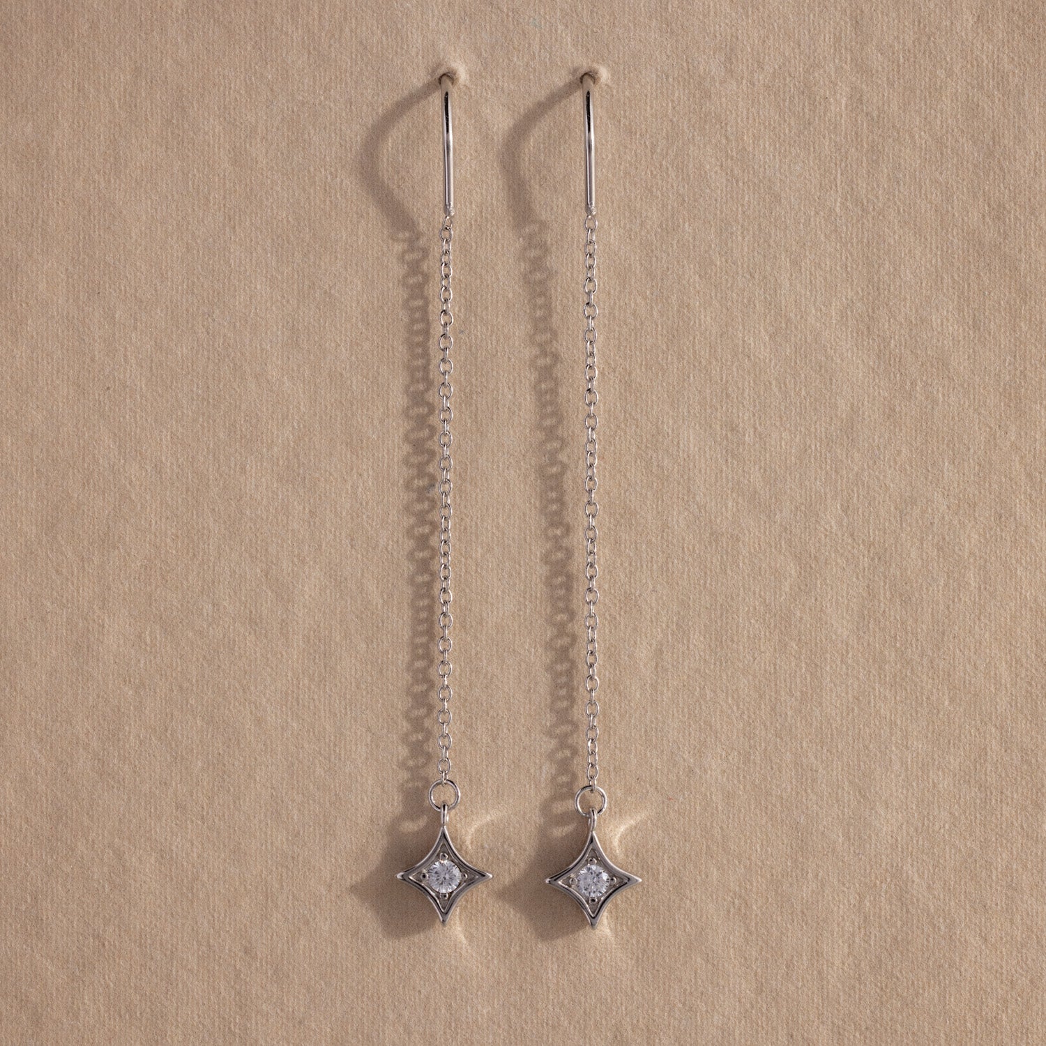 Cosmic Star Threader Earrings in Silver
