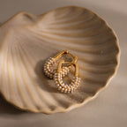 Pearl Cluster Link Hoops in 18K Gold