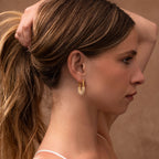 Pearl Cluster Link Hoops in 18K Gold