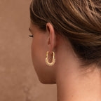 Pearl Cluster Link Hoops in 18K Gold