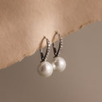 Shimmer Pearl Drop Earrings in Silver