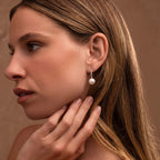 Shimmer Pearl Drop Earrings in Silver
