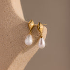Tiny Pearl Drop Studs in 18K Gold
