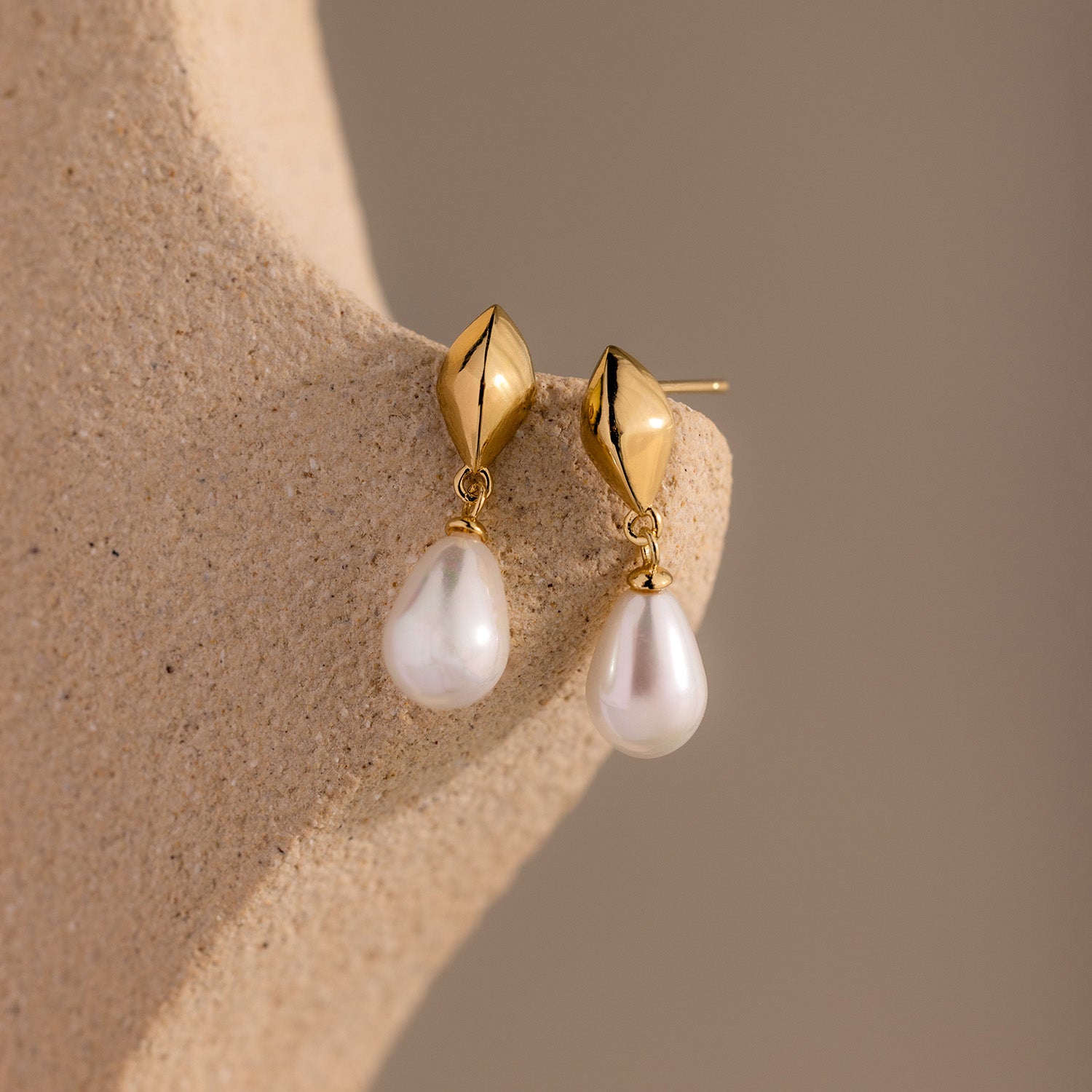 Tiny Pearl Drop Studs in 18K Gold
