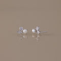 Pearl Diamond Bloom Studs in Silver