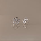 Lila Flower Pearl Studs in Silver