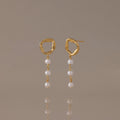 Abstract Pearl Trio Drop Earrings in 18K Gold
