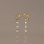Abstract Pearl Trio Drop Earrings