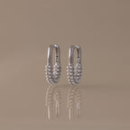 Pearl Cluster Link Hoops in Silver