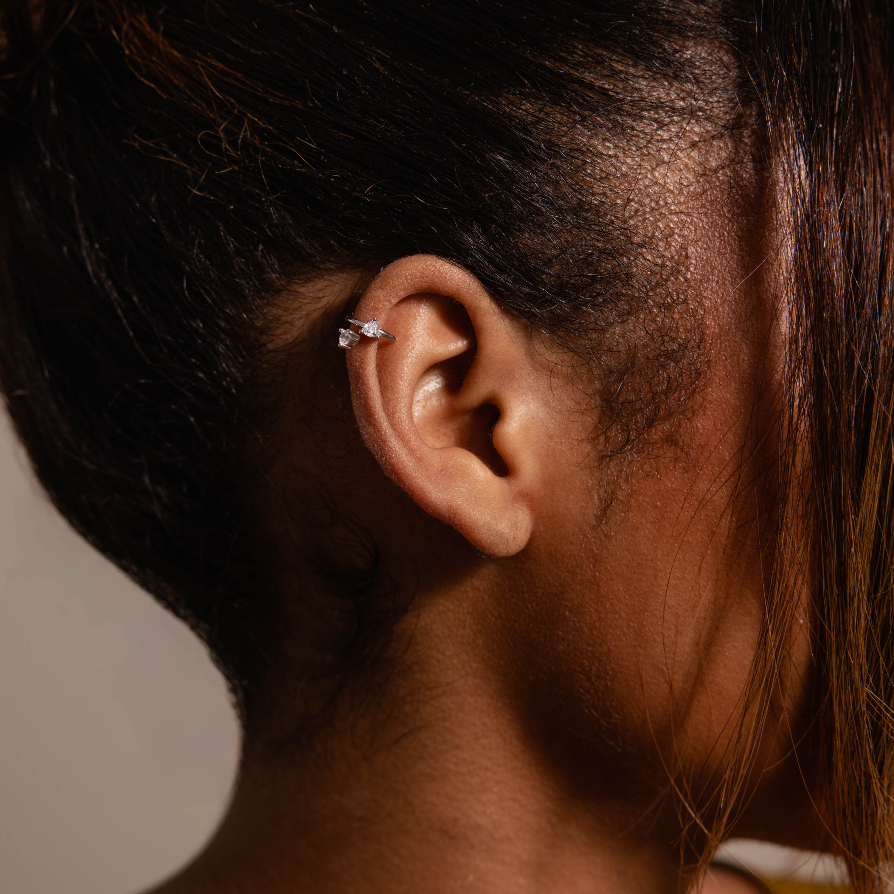 Duo Diamond Ear Cuffs in Silver