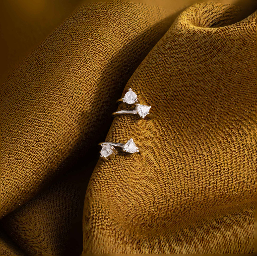 Duo Diamond Ear Cuffs in Silver