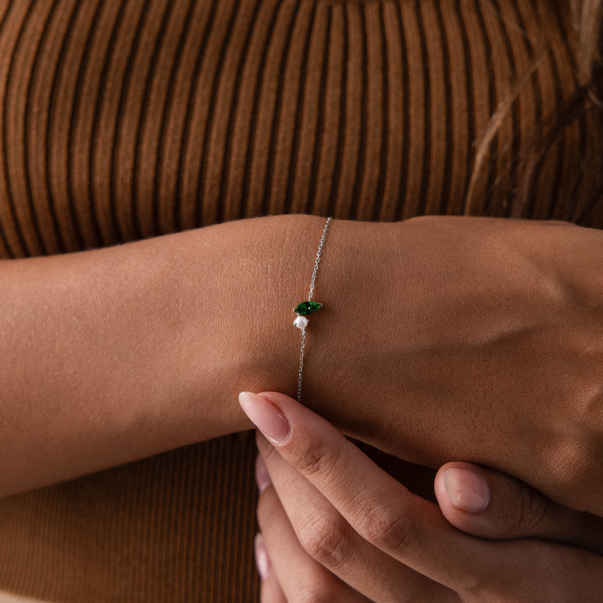 Marquise Emerald & Pearl Bracelet
