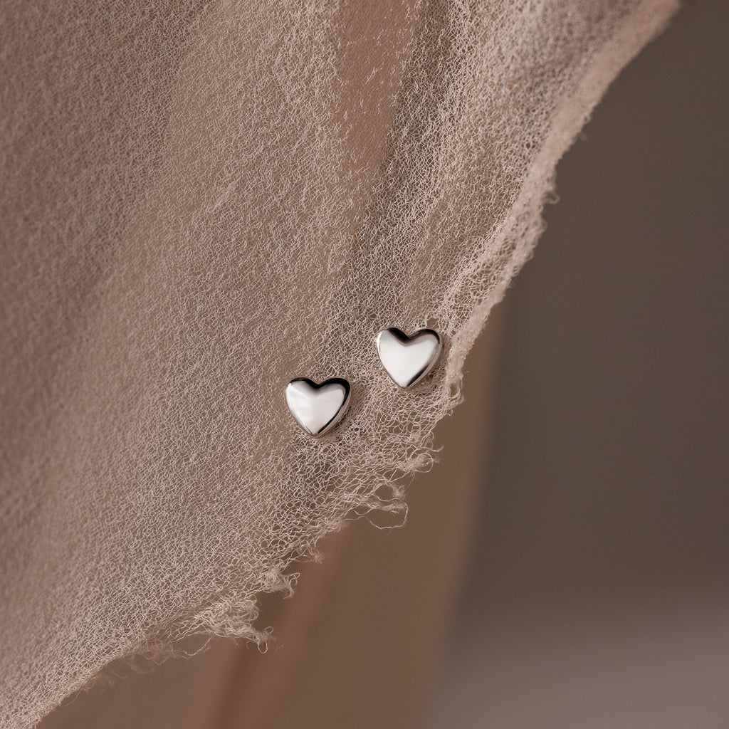 Puff Heart Jewelry Set in Silver