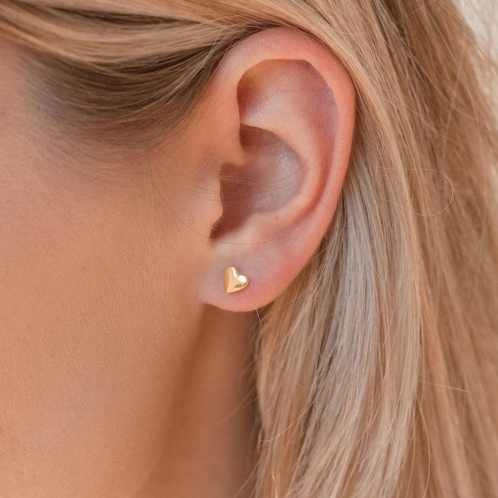 Puff Heart Jewelry Set in 18K Gold