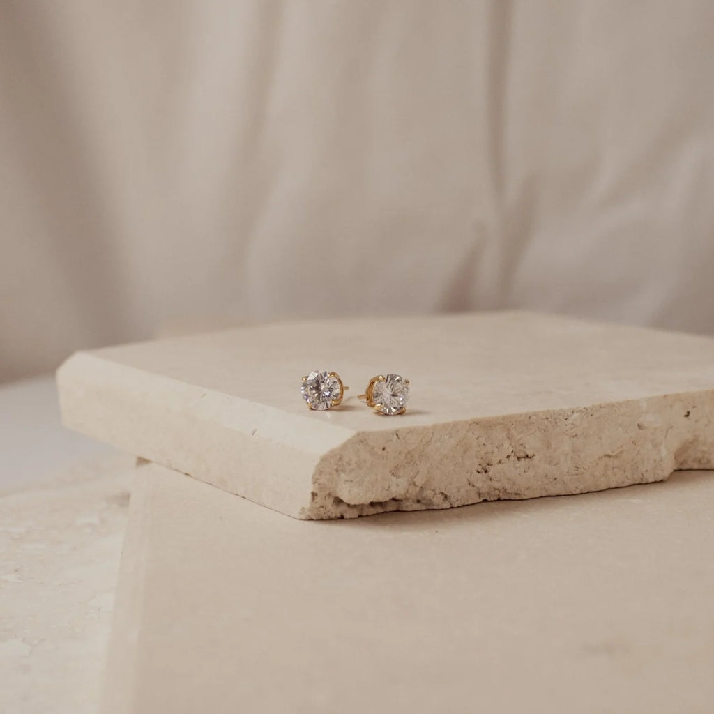 Round Diamond Studs in Silver