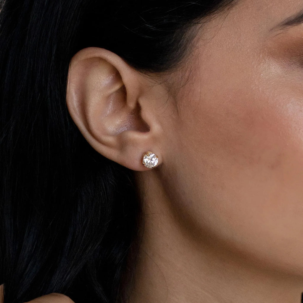 Round Diamond Studs in Silver