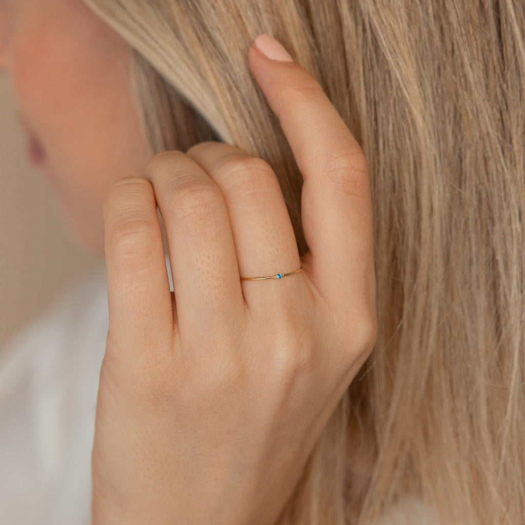 Thin Mini Aquamarine Ring