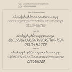 Font chart with three script styles—Font 51, Font 101, and Font 102—showing letters and numbers for customizing the Dainty Duo Initial Ring, making it a perfect personalized anniversary gift.
