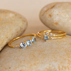 Aquamarine Stacking Ring Set in 18K Gold