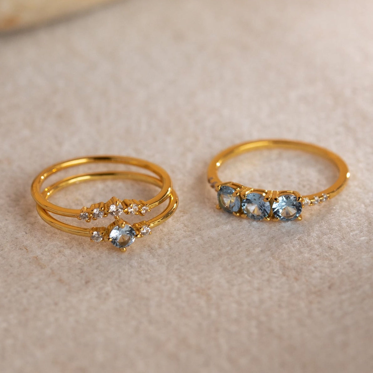 Conjunto de anillos apilables de diamantes
