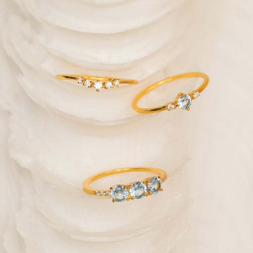 Conjunto de anillos apilables de diamantes