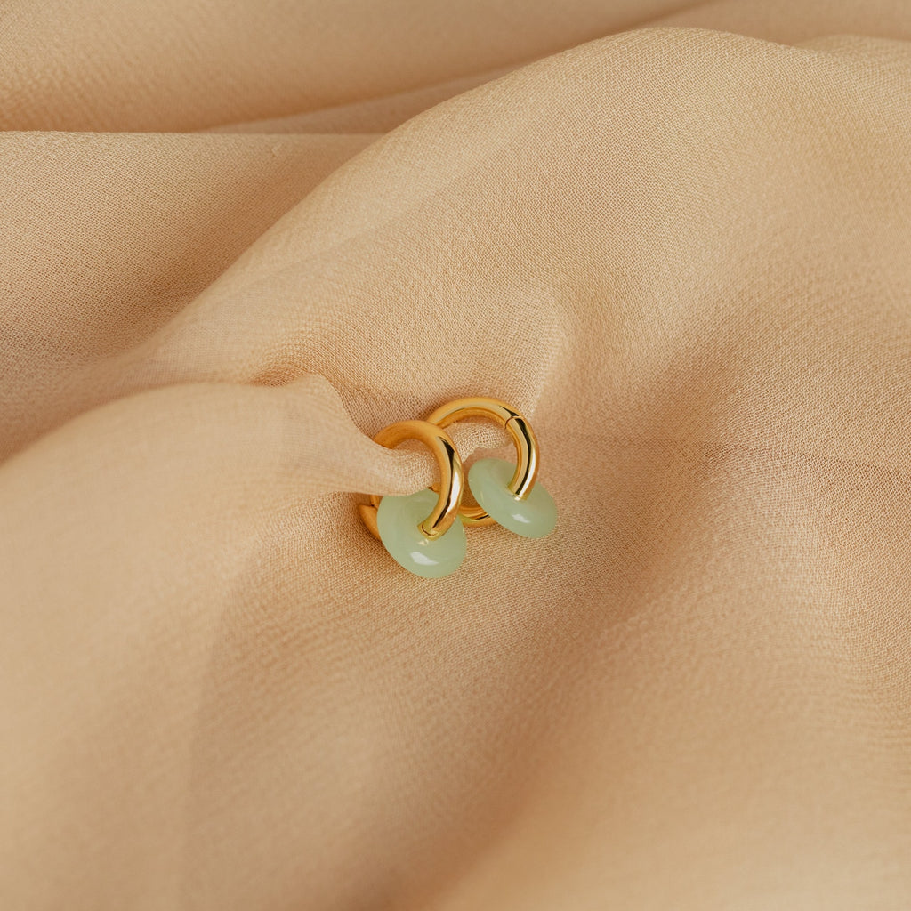 Dainty Jade Duo Hoops-Earrings-Caitlyn Minimalist