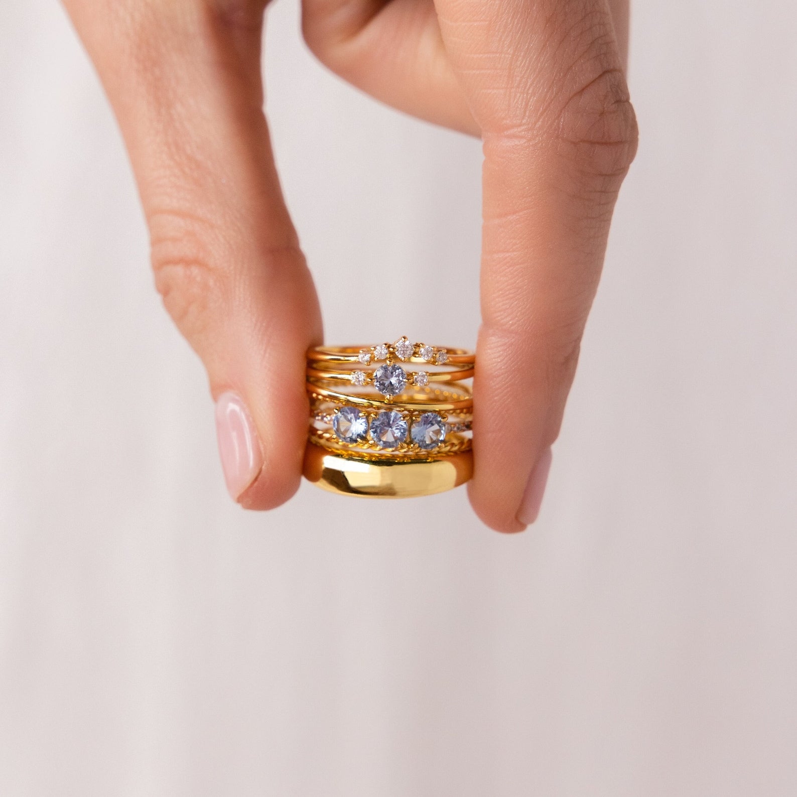 Conjunto de anillos apilables de diamantes