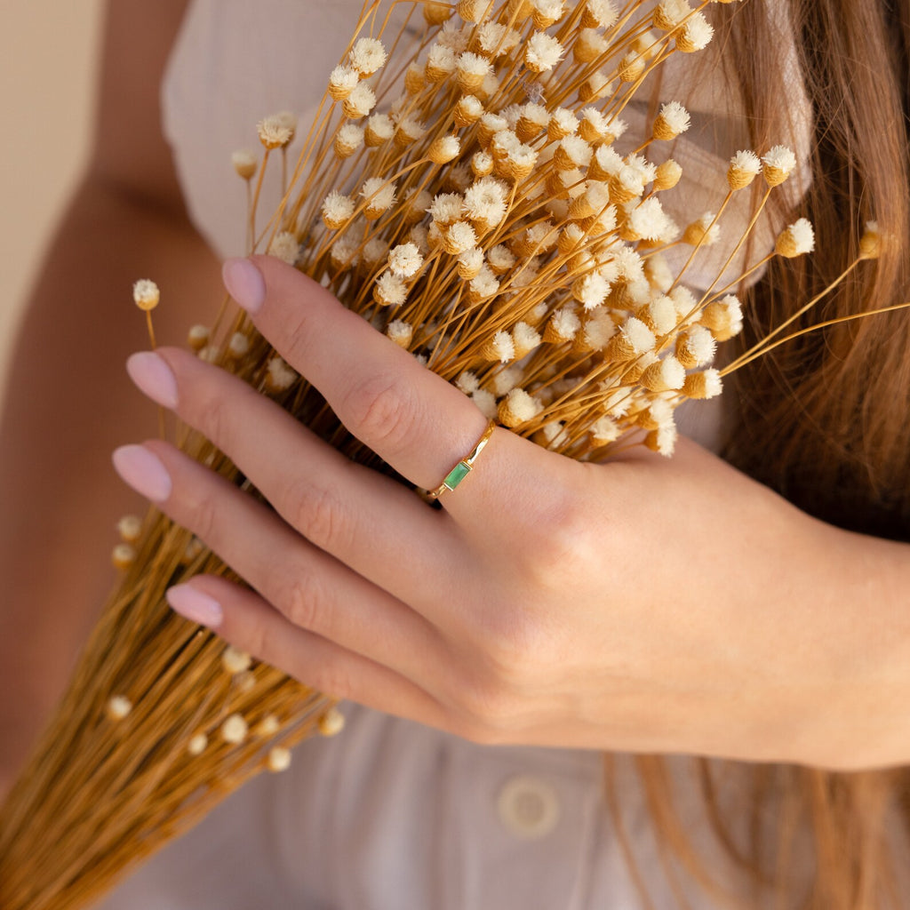 Jade Baguette Ring-Rings-Caitlyn Minimalist