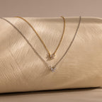 Diamond Bow Necklace & Earrings Set